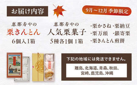 【着日指定要】【お申込みは12/21まで！】栗きんとん6個と栗菓子5種類 / 栗 くり 栗きんとん 和菓子 栗がし / 恵那市 / 恵那寿や〈配送不可地域：北海道・青森・秋田・宮崎・鹿児島・沖縄・離島〉 [AUAS010]