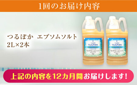 【12回定期便】〈手軽に 酵素 風呂〉うるおい入浴液「つるぽかエプソムソルト」 2リットル 2個 / お風呂 酵素風呂 乳酸菌 自然 / 恵那市 / 回生堂 [AUAU020] 12回