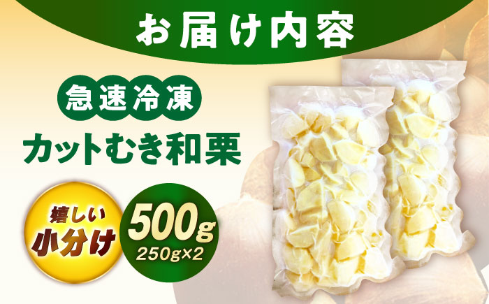 冷凍むき栗「日本栗」 カット500g（250g×2P）/ 栗 冷凍 生栗 くり むき栗 マロン 低温熟成 日本栗 国産 和栗 岐阜県産 恵那市産 産地直送 送料無料 お取り寄せ ギフト 贈答 / 恵那市 / えな笠置山栗園 [AUAV006]