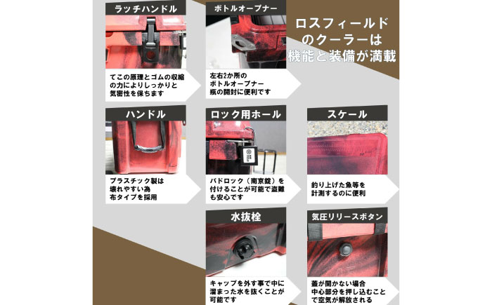 ROS FIELD クーラーボックス ピンク ハード 42.6L/45QT / キャンプ 災害 アウトドア  / 恵那市 / ROYAL STAGE [AUEB021]