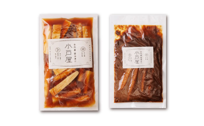 【年内配送】自然薯の味噌漬け・しょう油漬けセット 160g　（80g×2）/ 自然薯 漬けもの 味噌漬け 醤油漬け / 恵那市 / 水戸屋 [AUFZ013]