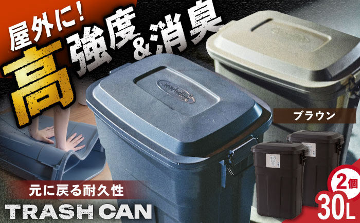 【選べるカラー】トラッシュカン ゴミ箱 ふた付き 30リットル ブラウン 2個組 / ダストボックス ゴミ箱 ごみ箱 / 恵那市 / 東谷株式会社 明智流通センター [AUAD068] ブラウン