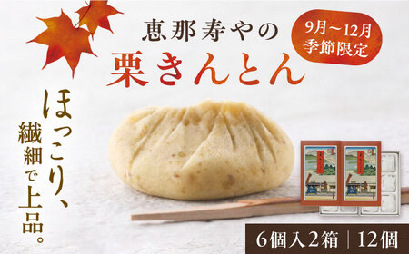 【着日指定要】【お申込みは12/21まで！】恵那寿やの栗きんとん 計12個（6個入×2箱）/ 栗 くり 栗きんとん 和菓子 / 恵那市 / 恵那寿や〈配送不可地域：北海道・青森・秋田・宮崎・鹿児島・沖縄・離島〉 [AUAS008] 12個入
