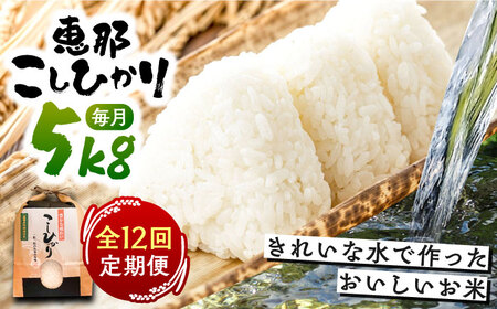 【12回定期便】　こしひかり 白米 5kg×12ヵ月 恵那 / お米 こめ コシヒカリ / 恵那市 / おこめのささき [AUAT004] 12回