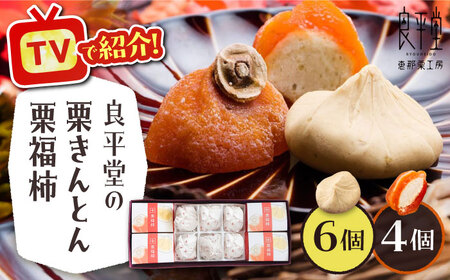 【年内配送】【カーボンオフセット対象】栗きんとん6個と栗福柿4個セット / 栗 くり 栗きんとん くりきんとん 和菓子 スイーツ 柿 かき 干し柿 干柿 / 恵那市 / 良平堂 [AUDB002]