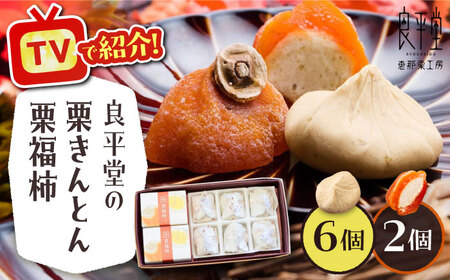 【年内配送】【カーボンオフセット対象】栗きんとん6個 栗福柿2個 セット / 栗 くり 栗きんとん くりきんとん 和菓子 スイーツ 柿 かき 干し柿 干柿 / 恵那市 / 良平堂 [AUDB021]