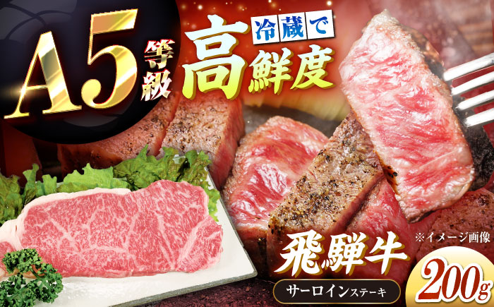 【チルド（冷蔵）発送！】 「飛騨牛」 A5等級 サーロインステーキ 200g / 牛肉 焼肉 鉄板焼き 網焼き BBQ / 恵那市 / 東美濃農業協同組合 [AUFX010] 1枚