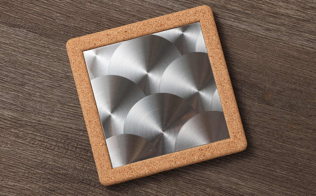 MIHIKARI End material -Coaster 1枚入り | コースター 雑貨 インテリア ステンレス コルク おしゃれ 贈り物 ギフト