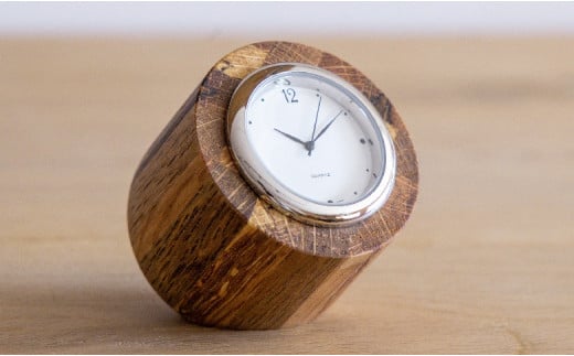 アベマキ 《 寄木時計 （スポルテッド）》1個 | ツバキラボ 雑貨 インテリア 時計 置き時計 ギフト M22S43