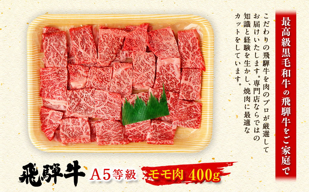 飛騨牛 A5 等級 焼肉 用 400g（ モモ肉 ） | 肉のかた山 牛肉 牛 肉 焼き肉 和牛 黒毛和牛 国産 M12S85