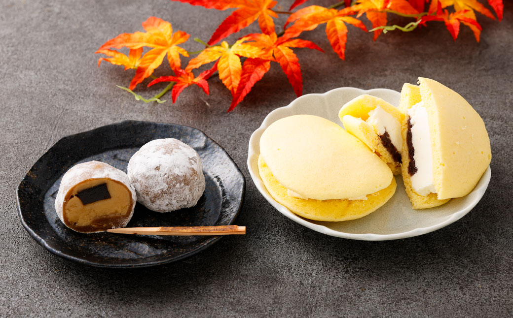 チーズ生クリームどら焼き（6個）と生キャラメル餡大福（6個）の詰め合わせ | 和菓子処 満つ葉 お菓子 和菓子 どら焼き 生どら焼き 大福 おやつ