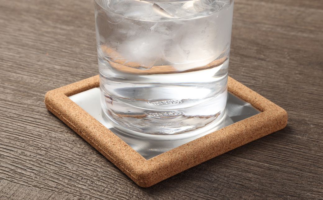 MIHIKARI End material -Coaster 1枚入り | コースター 雑貨 インテリア ステンレス コルク おしゃれ 贈り物 ギフト