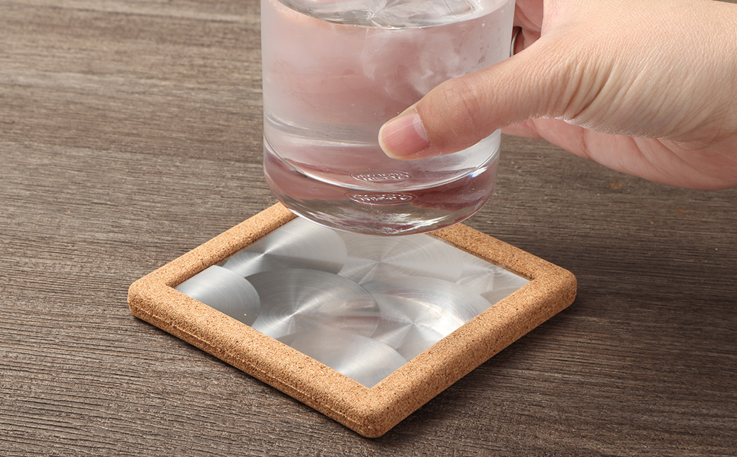 MIHIKARI End material -Coaster 1枚入り | コースター 雑貨 インテリア ステンレス コルク おしゃれ 贈り物 ギフト