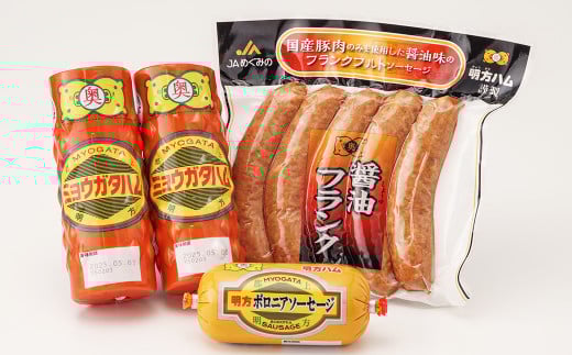 明方ハム Bセット 計4個 | めぐみの農業協同組合 国産豚肉 肉 お肉 ハム ボロニアソーセージ フランク 詰め合わせ