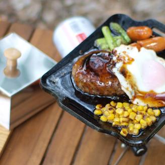 848 IW60-30　イワタニ ジュニアコンパクトバーナー専用 極厚鉄板 6mm 遮熱板・ケース・蒸し焼き蓋付き