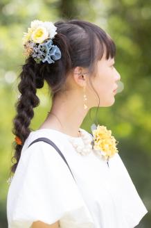 760 コサージュと髪飾りのフラワーアクセサリーセット（イエロー系）