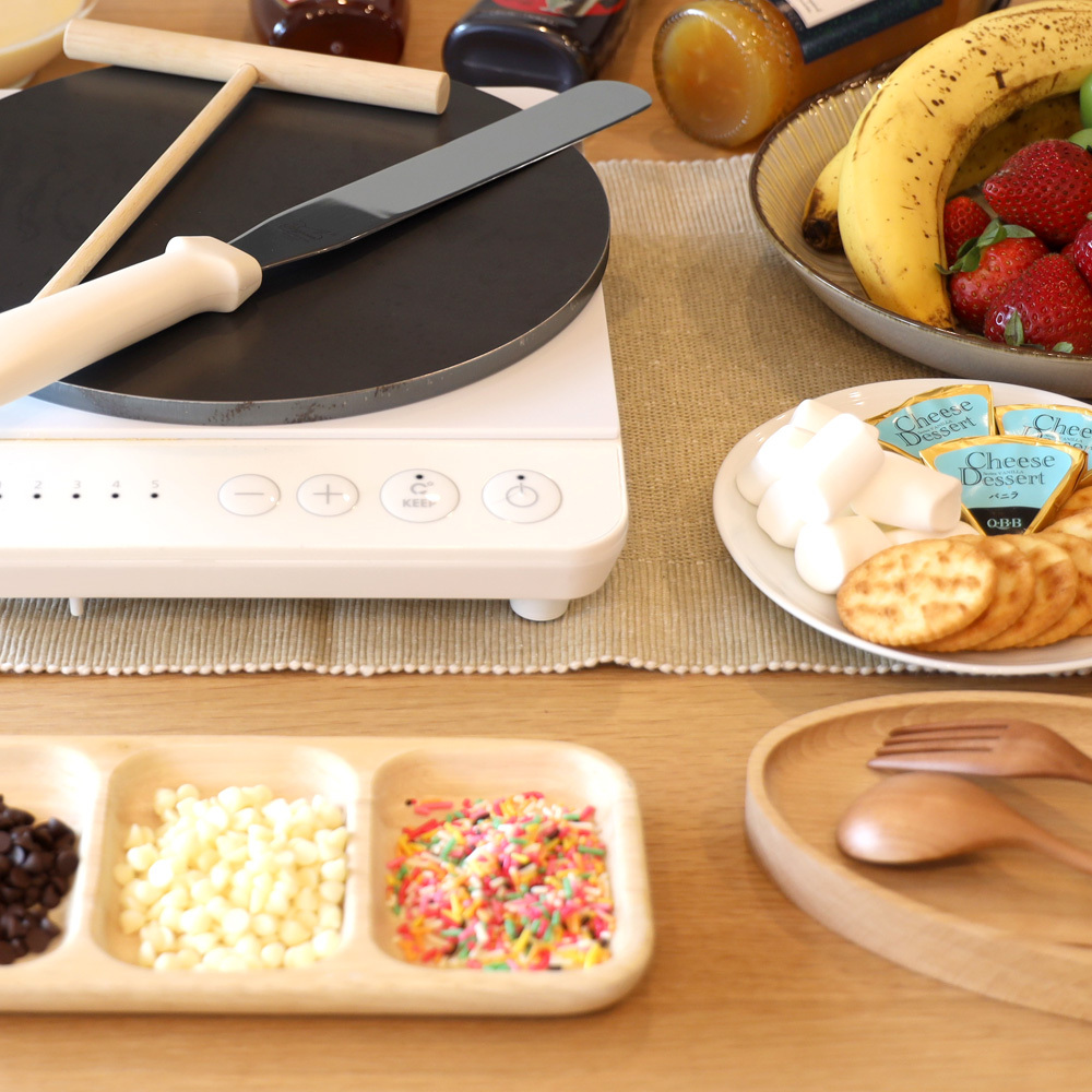 1058 ZEOOR 家庭でおいしく焼ける クレープメーカー 直径26cm 260mm クレープ鉄板　トンボ スパチュラ付き IH対応 CR60-52P