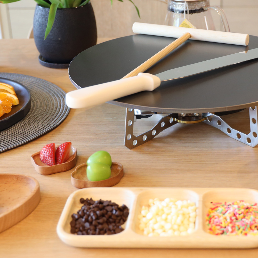 1059 ZEOOR 家庭でおいしく焼ける クレープメーカー 直径35cm 350mm 本格クレープ鉄板 トンボ スパチュラ付き IH対応 CR60-14P