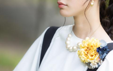 760 コサージュと髪飾りのフラワーアクセサリーセット（イエロー系）