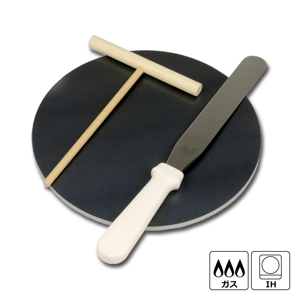 1058 ZEOOR 家庭でおいしく焼ける クレープメーカー 直径26cm 260mm クレープ鉄板　トンボ スパチュラ付き IH対応 CR60-52P