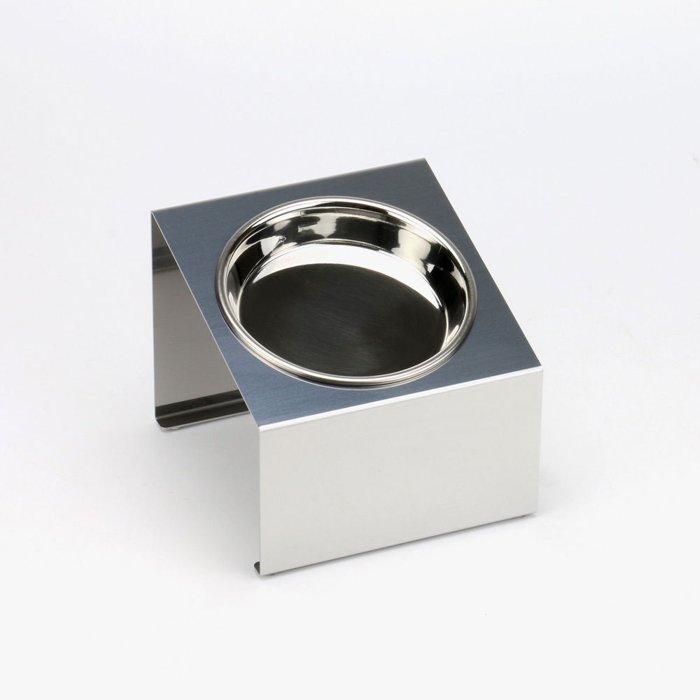 1065 ペットフードスタンド 猫用 食器台 ステンレス製 傾斜タイプ ステンレス食器皿 シングルスタンド PT10-01B-1