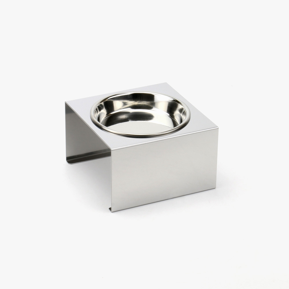 1067 ペットフードスタンド 猫用 食器台 ステンレス製 平行タイプ ステンレス食器皿 シングルスタンド PT10-02B-1