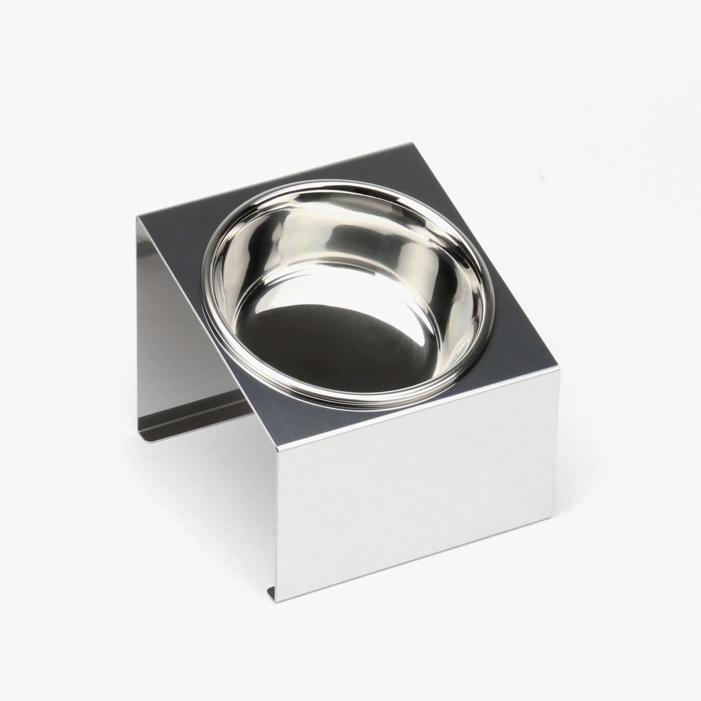 1069 ペットフードスタンド 犬用 食器台 ステンレス製 傾斜タイプ ステンレス食器皿 シングルスタンド PT10-03B-1