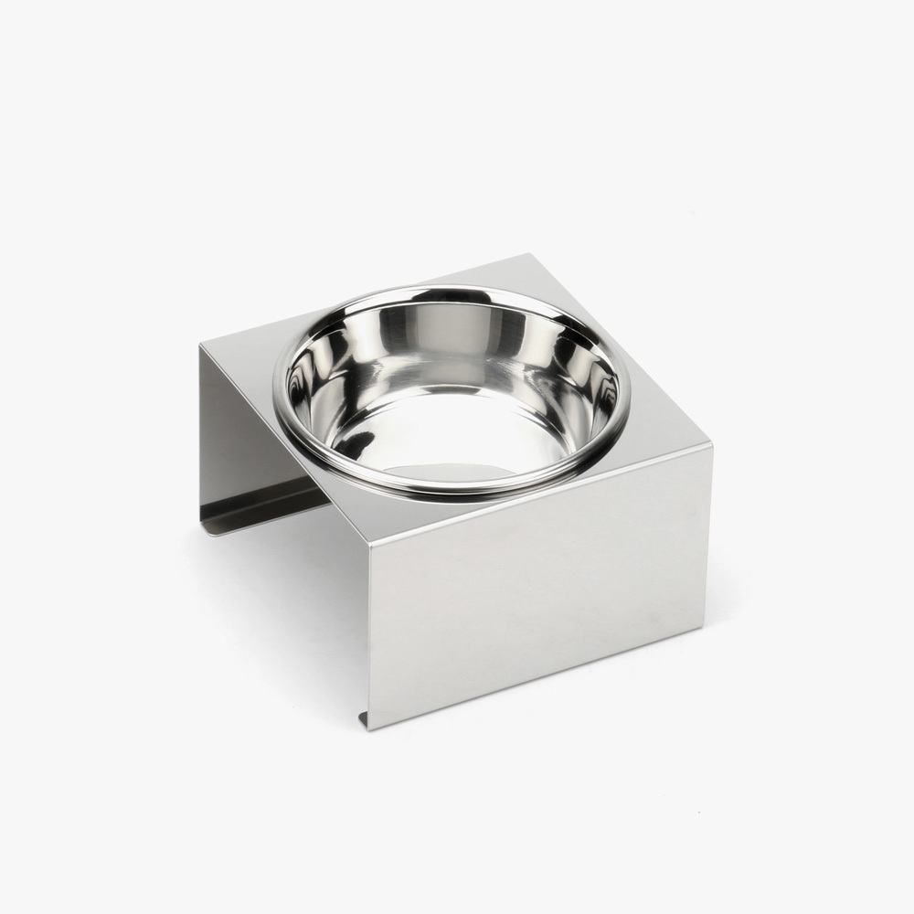 1071 ペットフードスタンド 犬用 食器台 ステンレス製 平行タイプ ステンレス食器皿 シングルスタンド PT10-04B-1