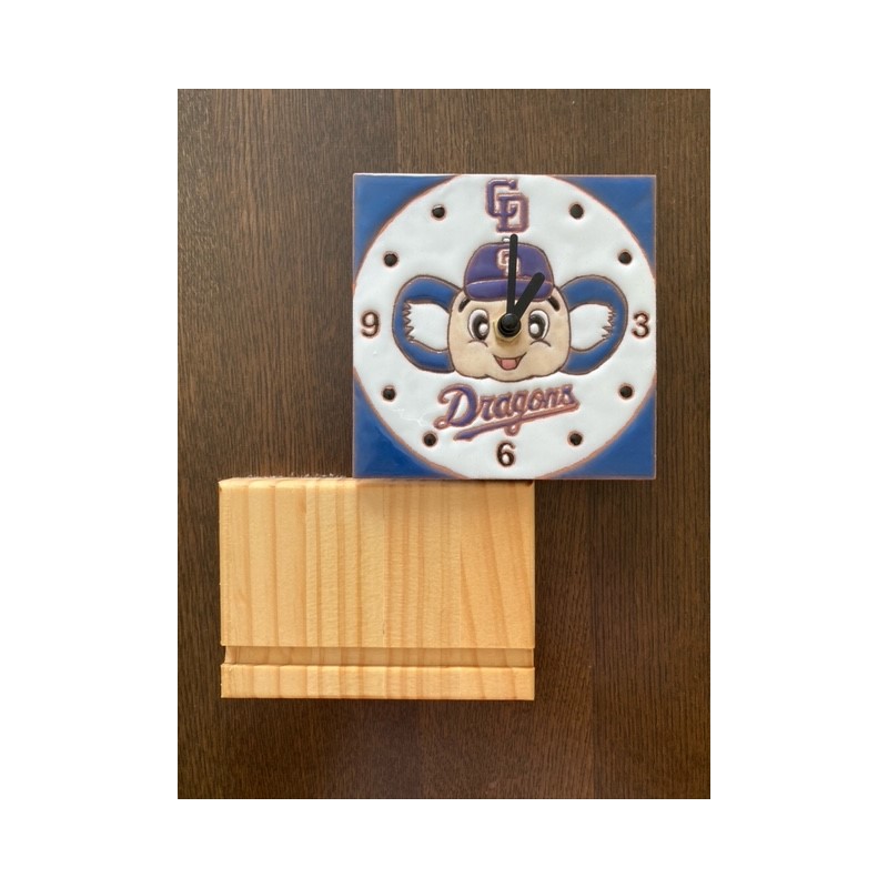 掛け時計にも置き時計にもできるスペインタイルで作ったドアラの時計【中日ドラゴンズコラボ】【0100-004】