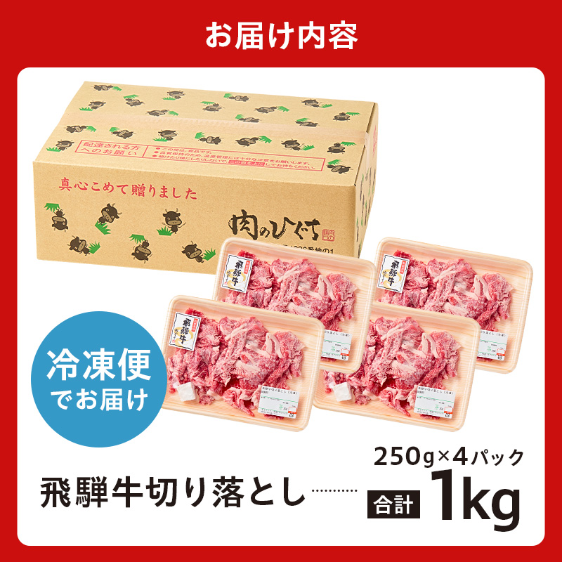 飛騨牛切り落とし1Kg（250ｇ×4）【0016-019】