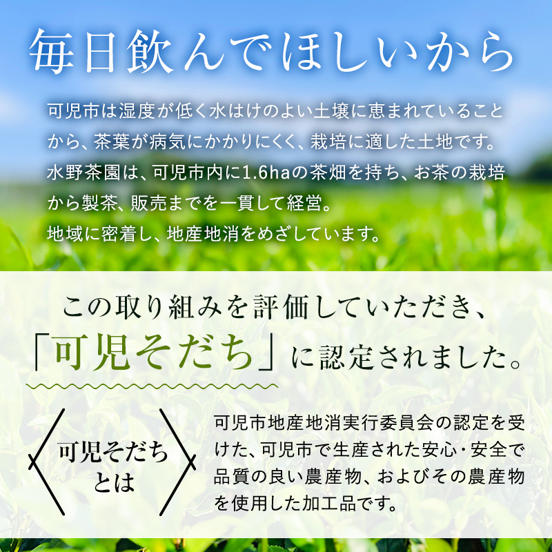 水野茶園のお茶　一番茶セット（喜撰200ｇ×３袋・かりがね200g×２袋）【0022-003】