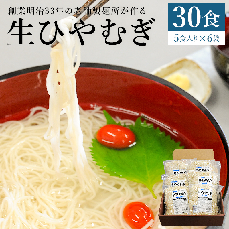 創業明治３３年の老舗製麺所が作る「生ひやむぎ」30食（5食入り×６袋）【0064-001】
