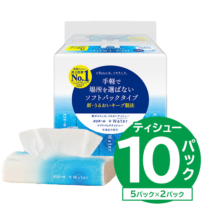 エリエール +Water（プラスウォーター）ソフトパックティシュー　120W5P×2パック 【0095-016-1】