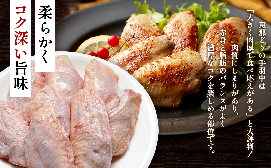 冷凍　恵那どり　手羽中　バラ凍　1kg