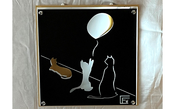 （ベージュ）アイアンアートウォールデコ風船と猫　2.5kg