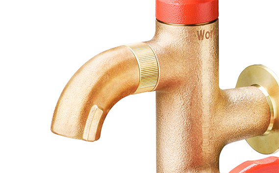 二口横水栓ウォーターワークス（レッドハンドル・鋳肌）