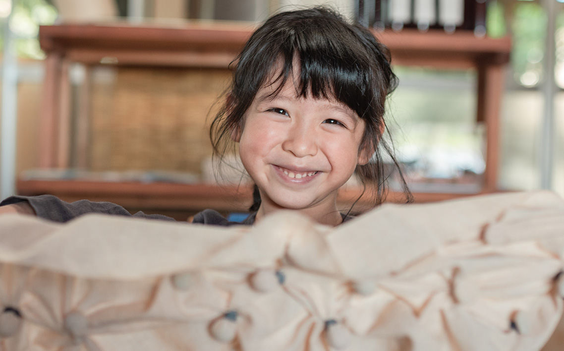 手ぬぐいの柿渋染め体験
