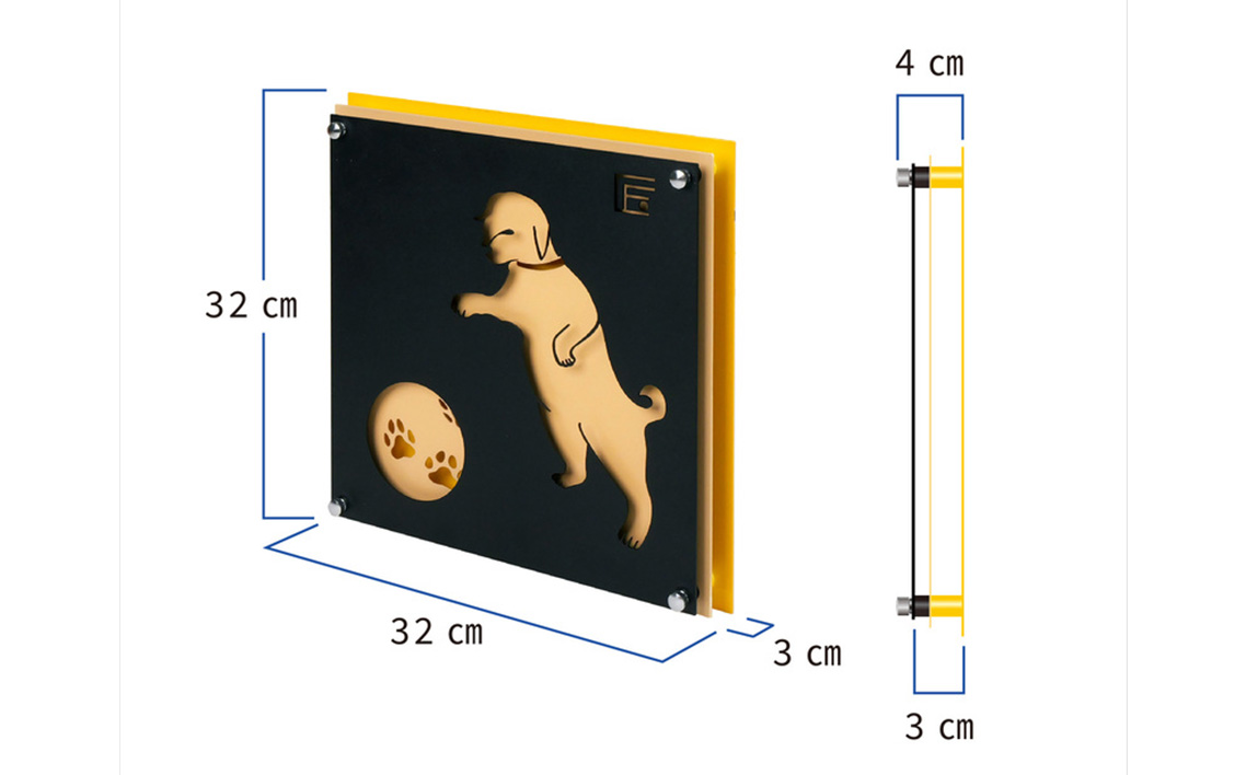 （赤色）アイアンアートウォールデコ和風犬　2.5kg