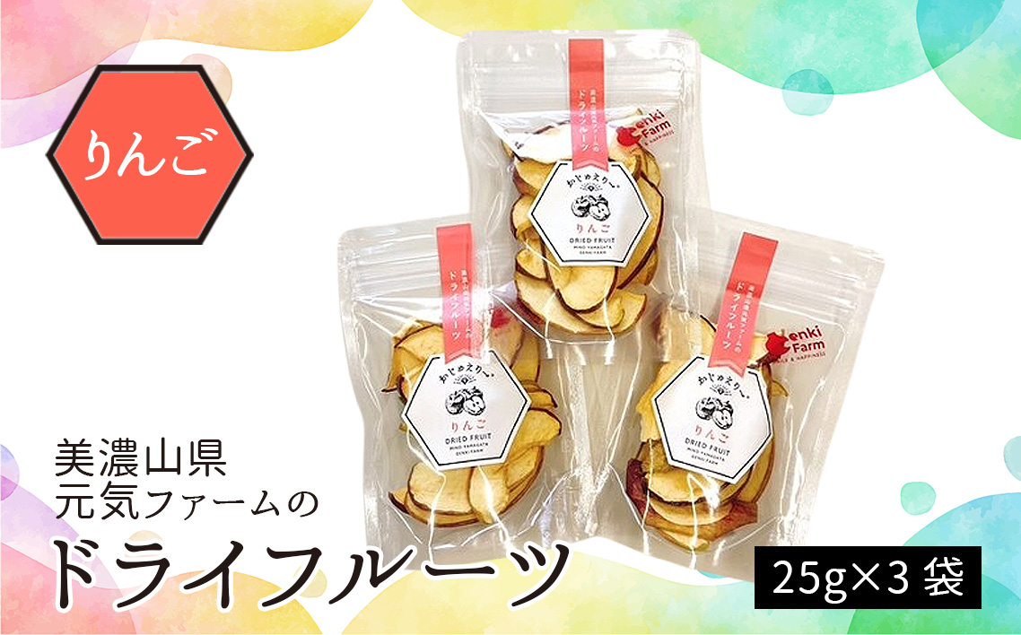 美濃山県元気ファームのドライフルーツかじゅえりー　りんご