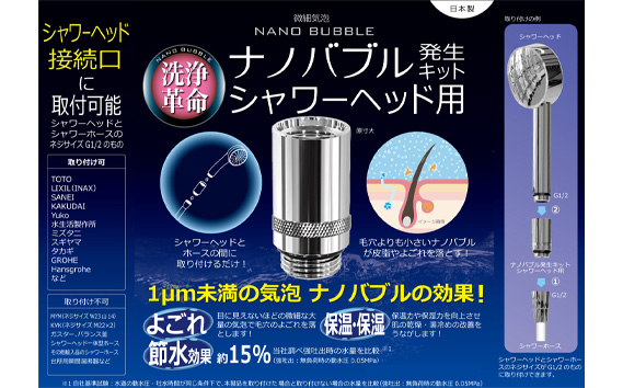 ナノバブル発生キット　シャワーヘッド用