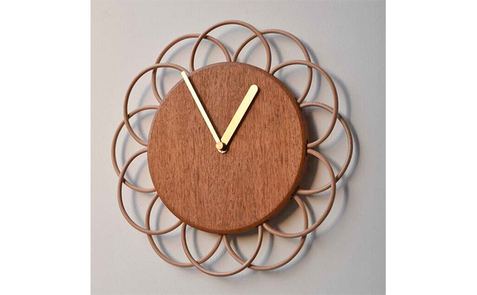 【YARN】お花のような時計 マホガニーの時計【L】 ※離島への配送不可