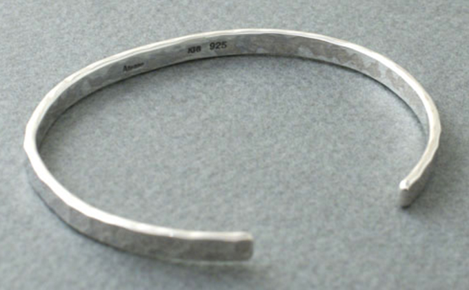 シルバー950バングルブレスレットK18スター付きメンズサイズ ※離島への配送不可