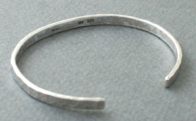 シルバー950バングルブレスレットK18スター付きレディースサイズ ※離島への配送不可