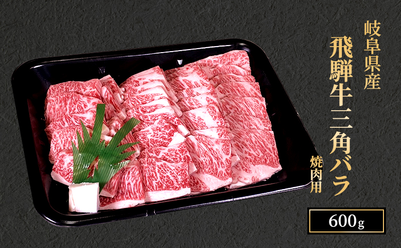 飛騨牛 三角バラカルビ 焼肉 600g A5 希少部位 和牛 牛肉 お肉 カルビ 焼肉用 【岐阜県瑞穂市】 ※離島への配送不可