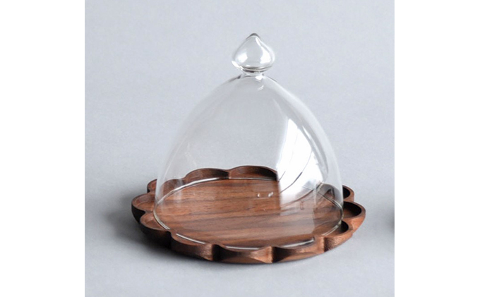 【YARN】かろやかなガラスドームとウォールナットのトレー【L 単品】 ※離島への配送不可