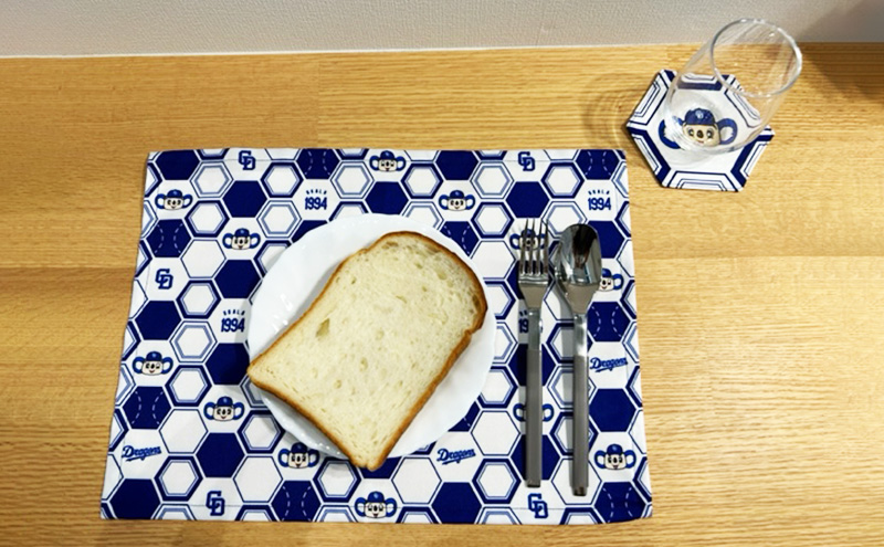 中日ドラゴンズコラボ ランチョンマット・コースター2点セット(白)｜ドラゴンズ 瑞穂市 ※離島への配送不可