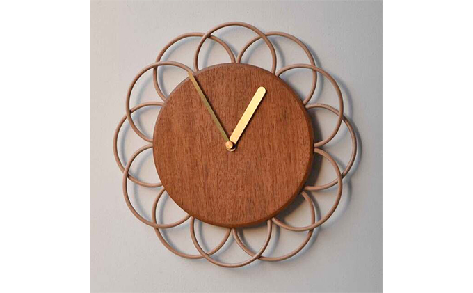 【YARN】お花のような時計 マホガニーの時計【L】 ※離島への配送不可