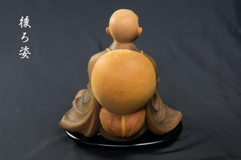 一木造り彫刻 西行法師像 伝統工芸 工芸品 木彫り 彫刻 木製 職人 像 置物[Q699]