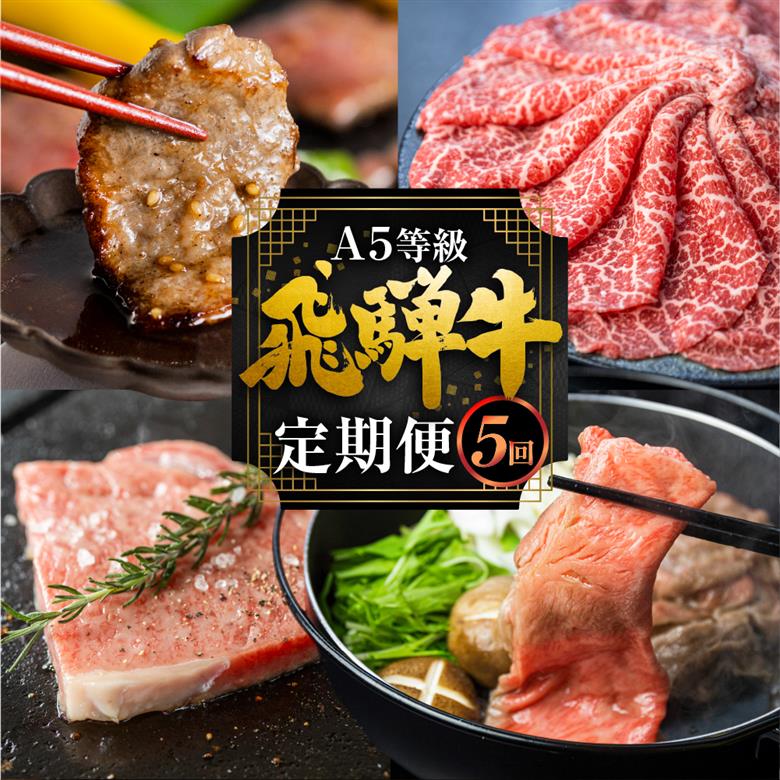 飛騨牛づくし定期便 5回 2人前定期便 飛騨牛 5等級 しゃぶしゃぶ すき焼き ステーキ 焼肉 お楽しみ定期便 5ヵ月 もも うで 食べ比べ 国産牛 国産 牛肉 肉 厳選 熟成 肉の沖村 飛騨市 [Q2673]