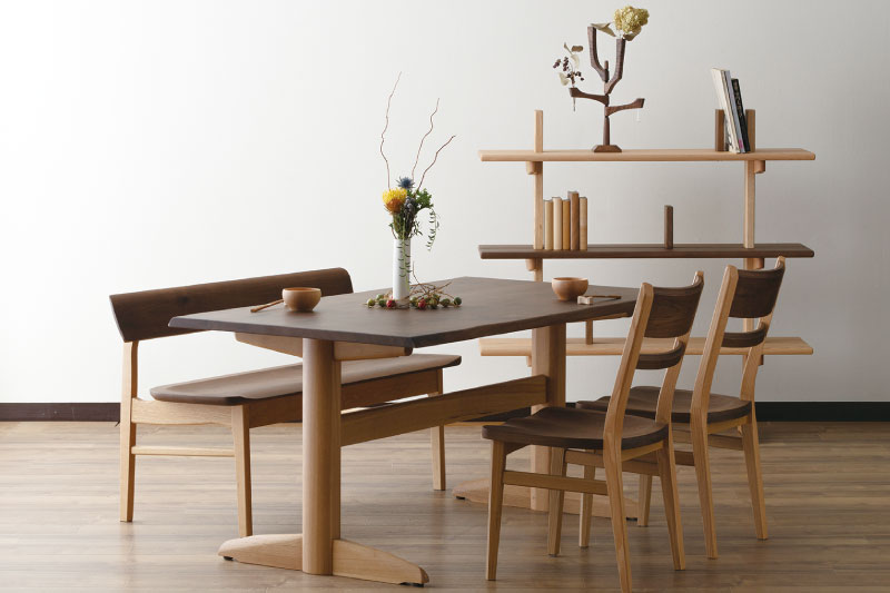 Sign(サイン) ダイニングテーブル(150cm/2本脚)　ウォルナット×オーク材　飛騨の家具　イバタインテリア おしゃれ 木製　無垢 DT-K50190-2